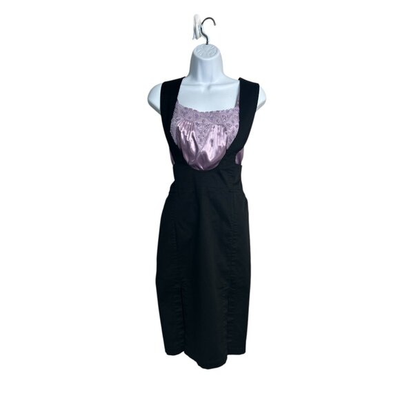 P.A.M. (Perks And Mini) Women's Black Pinafore Mini Dress Size Small Preppy - Picture 1 of 12